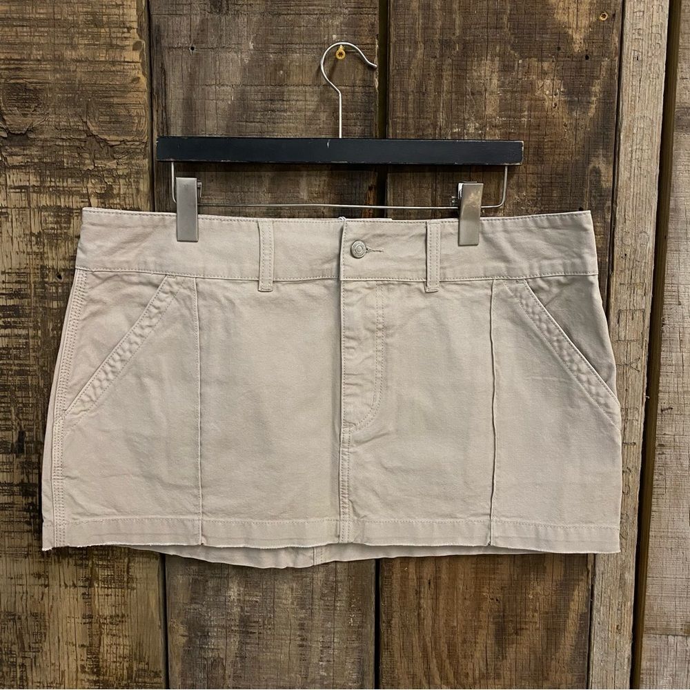 NWT HELSA Workwear Mini Skirt Taupe canvas cargo Revolve FWRD XL - Picture 8 of 10